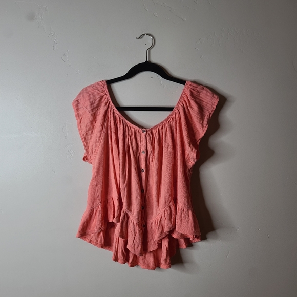 We The Free Coral Mint Julep Top Size Large - Picture 3 of 8